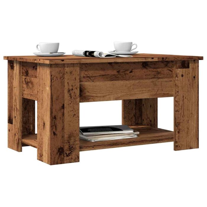 Table basse vieux bois 79x49x41 cm bois d'ingénierie – Image 1