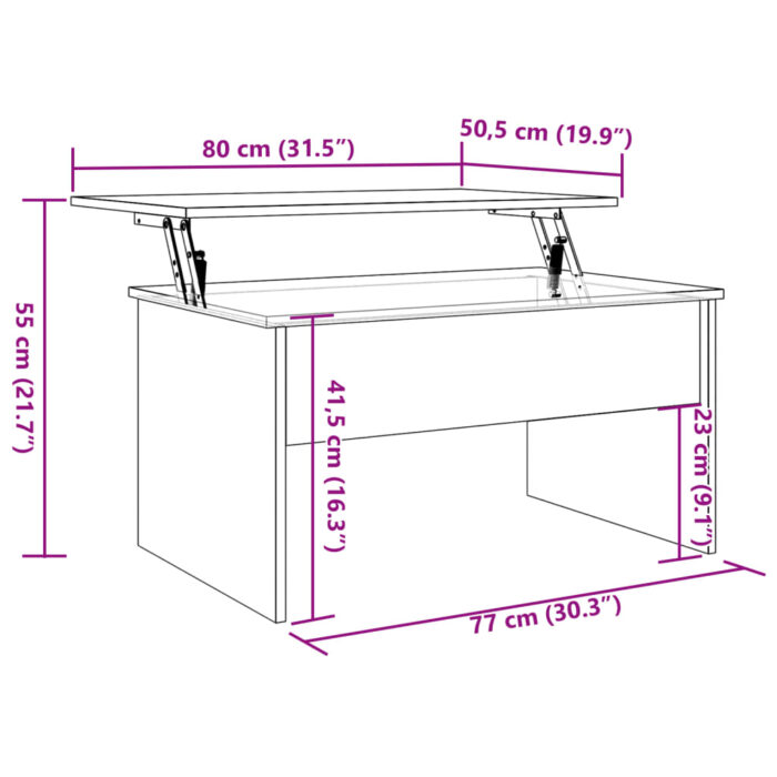 Table basse vieux bois 80x50,5x41,5 cm bois d'ingénierie – Image 10