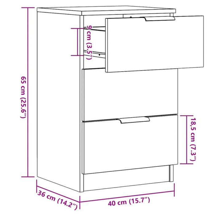 Table de chevet vieux bois 40x36x65 cm bois d'ingénierie – Image 9