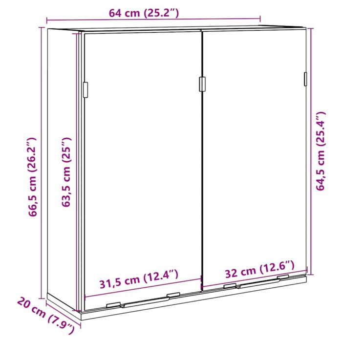 Armoire à miroir de salle de bain gris béton bois d'ingénierie – Image 9