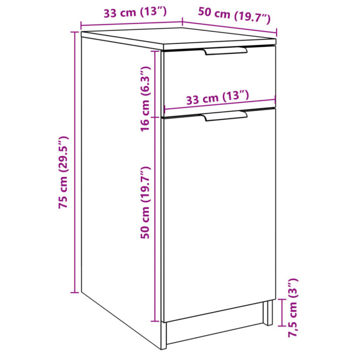 Armoire de bureau vieux bois 33x50x75 cm bois d'ingénierie – Image 9