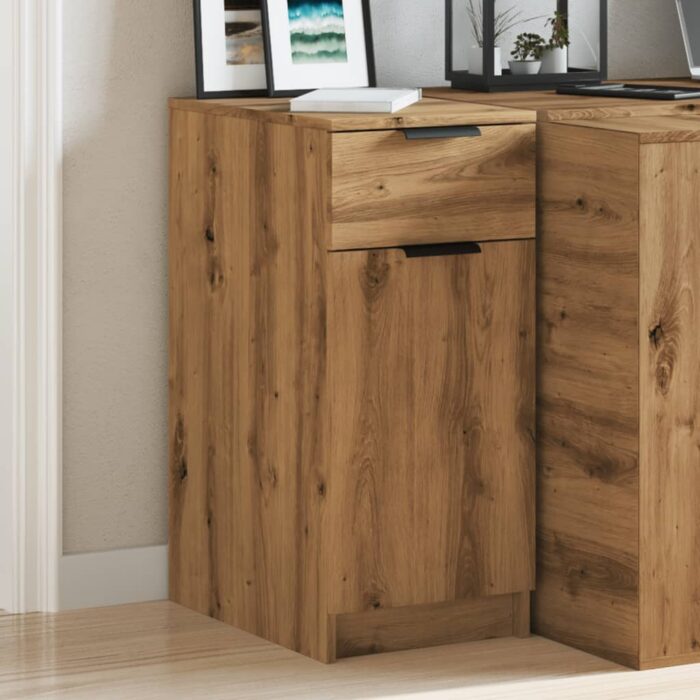 Armoire de bureau chêne artisanal 33x50x75 cm bois d'ingénierie – Image 2