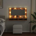 Armoire à miroir avec LED vieux bois 90x31,5x62 cm – Image 2