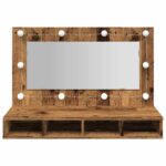 Armoire à miroir avec LED vieux bois 90x31,5x62 cm – Image 3