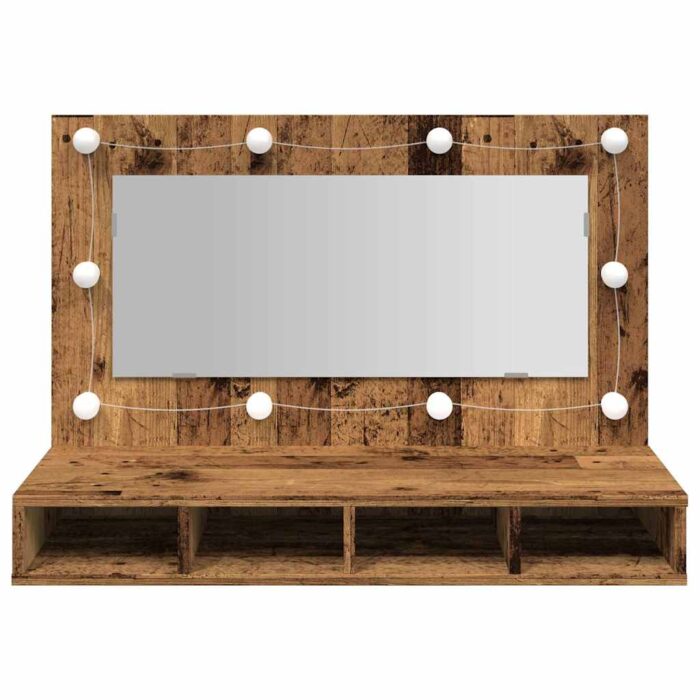 Armoire à miroir avec LED vieux bois 90x31,5x62 cm – Image 3