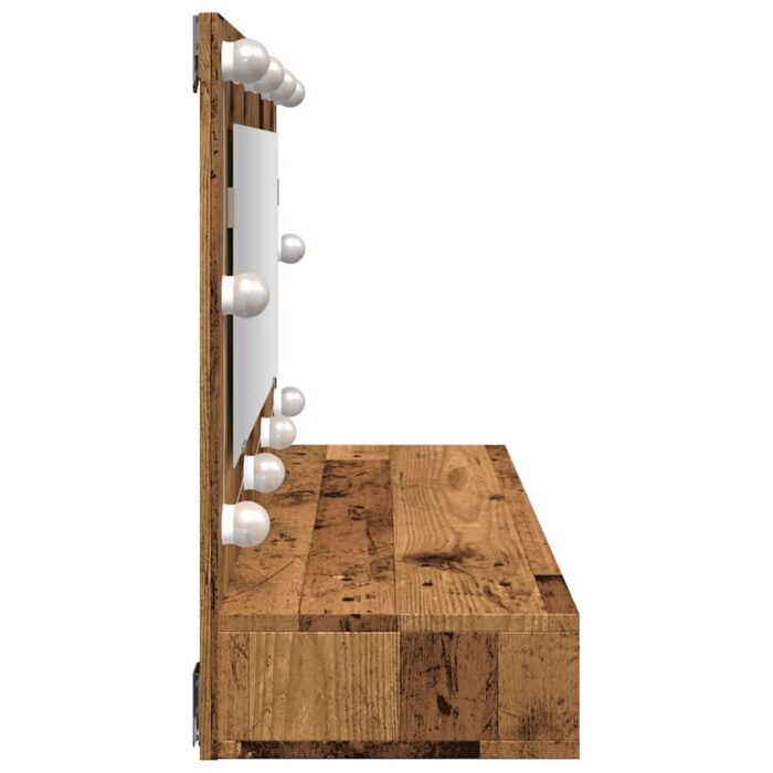 Armoire à miroir avec LED vieux bois 90x31,5x62 cm – Image 4