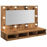 Armoire à miroir avec LED vieux bois 90x31,5x62 cm – Image 6