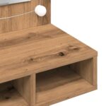 Armoire à miroir avec LED chêne artisanal 90x31,5x62 cm – Image 9