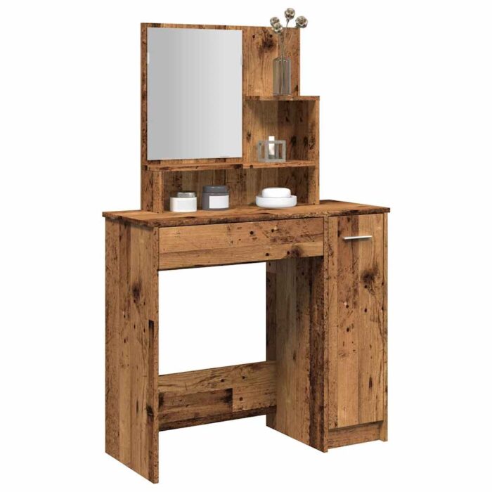 Coiffeuse avec miroir vieux bois 86,5x35x136 cm – Image 1