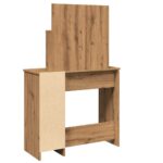 Coiffeuse avec miroir chêne artisanal 86,5x35x136 cm – Image 4