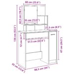 Coiffeuse avec miroir chêne artisanal 86,5x35x136 cm – Image 9