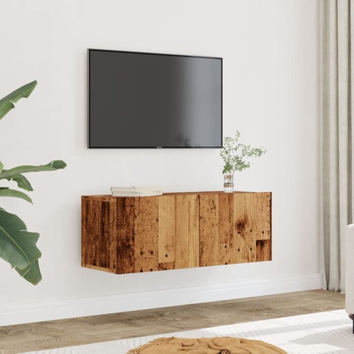 Meubles TV muraux 2 pcs vieux bois 80x30x30 cm – Image 1