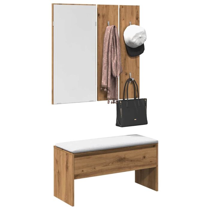 Ensemble de meubles de couloir chêne artisanal bois ingénierie – Image 2