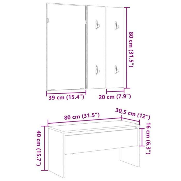 Ensemble de meubles de couloir chêne artisanal bois ingénierie – Image 9