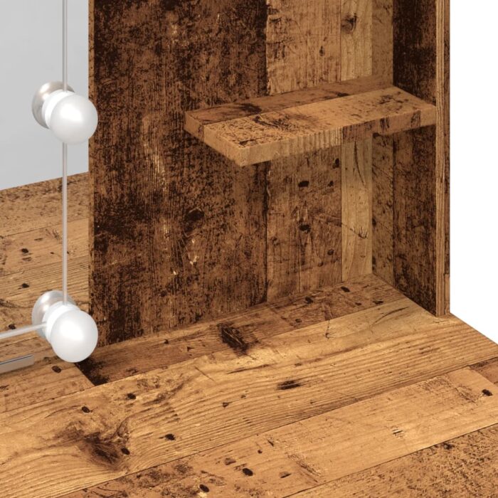 Coiffeuse avec lumières LED vieux bois 96x40x142 cm – Image 8