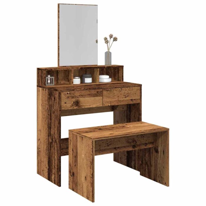 Tabouret de toilette vieux bois 70x35x45 cm bois d'ingénierie – Image 1