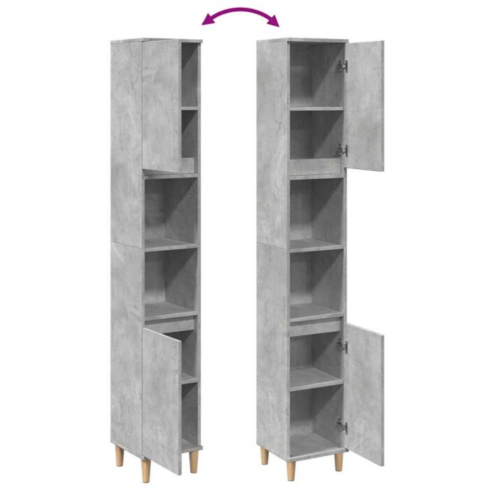 Armoire de salle de bain gris béton 30x30x190 cm – Image 6