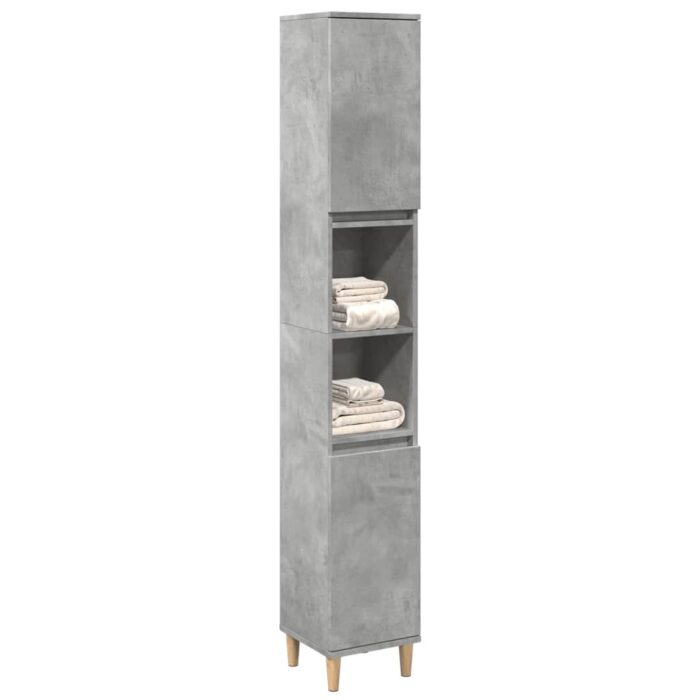 Armoire de salle de bain gris béton 30x30x190 cm – Image 1