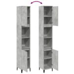 Armoire de salle de bain gris béton 30x30x190 cm – Image 6