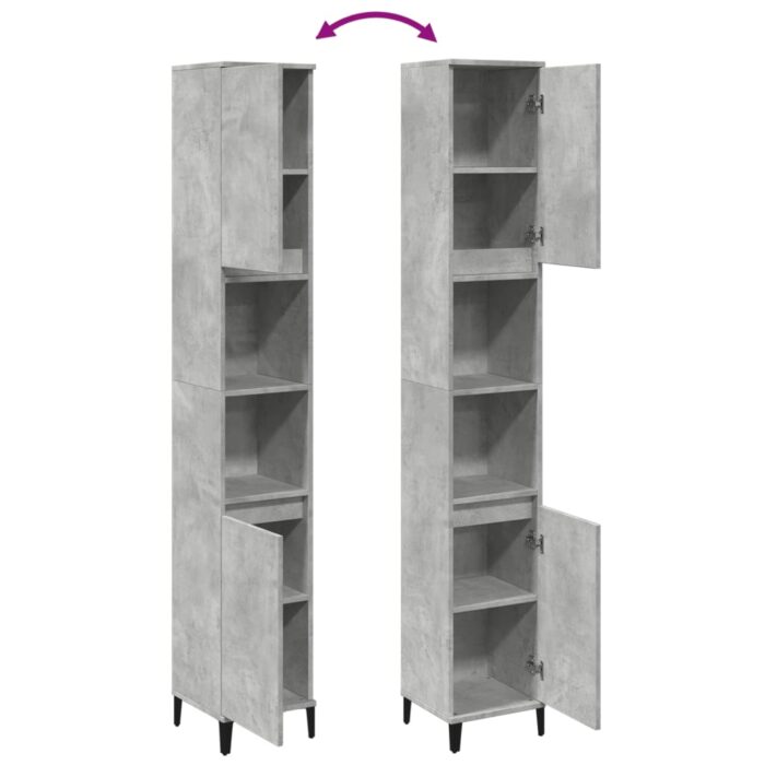 Armoire de salle de bain gris béton 30x30x190 cm – Image 6