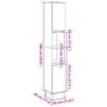 Armoire de salle de bain gris béton 30x30x190 cm – Image 9