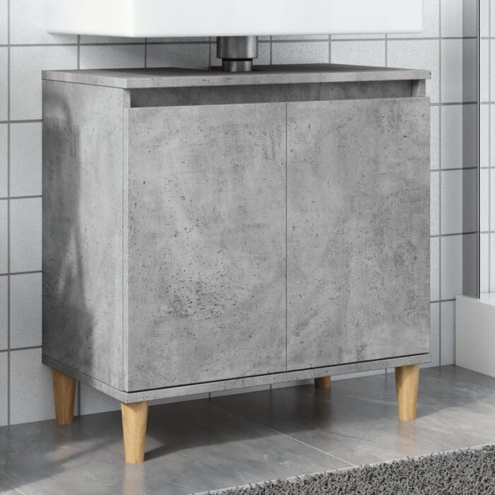 Meuble de lavabo gris béton 58x33x60 cm bois d'ingénierie – Image 1