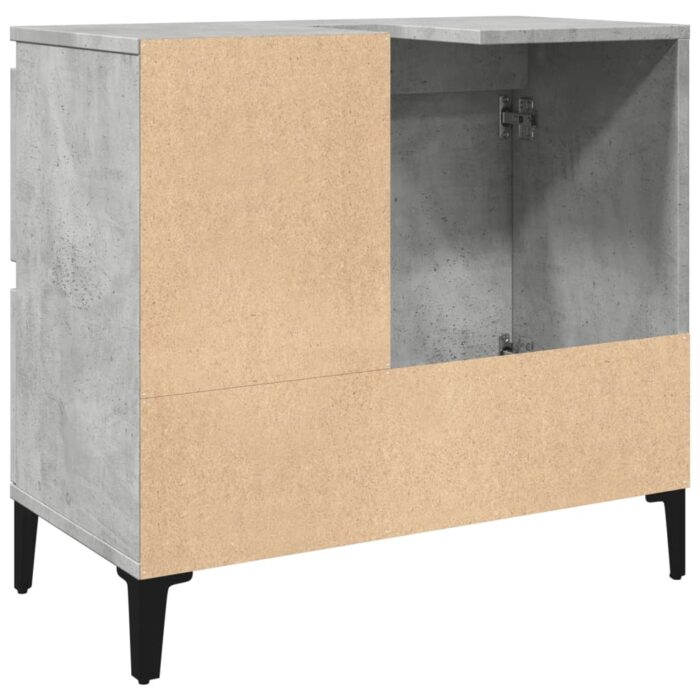 Armoire d'évier gris béton 65x33x60 cm bois d'ingénierie – Image 5