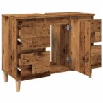 Armoire d'évier vieux bois 80x33x60 cm bois d'ingénierie – Image 3