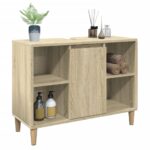 Armoire salle de bain chêne sonoma 80x33x60cm bois d'ingénierie – Image 2