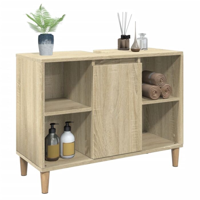 Armoire salle de bain chêne sonoma 80x33x60cm bois d'ingénierie – Image 2