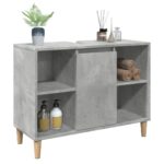 Armoire salle de bain gris béton 80x33x60cm bois d'ingénierie – Image 2
