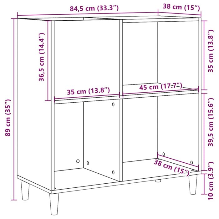 Armoire à disques vieux bois 84,5x38x89 cm bois d'ingénierie – Image 8