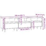 Meuble TV chêne artisanal 150x30x44,5 cm bois d'ingénierie – Image 8