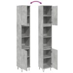Armoire de salle de bain gris béton 30x30x190 cm – Image 6
