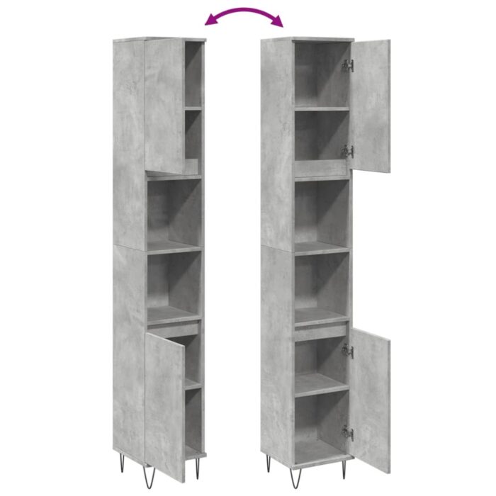 Armoire de salle de bain gris béton 30x30x190 cm – Image 6
