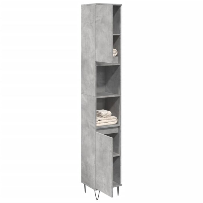 Armoire de salle de bain gris béton 30x30x190 cm – Image 1