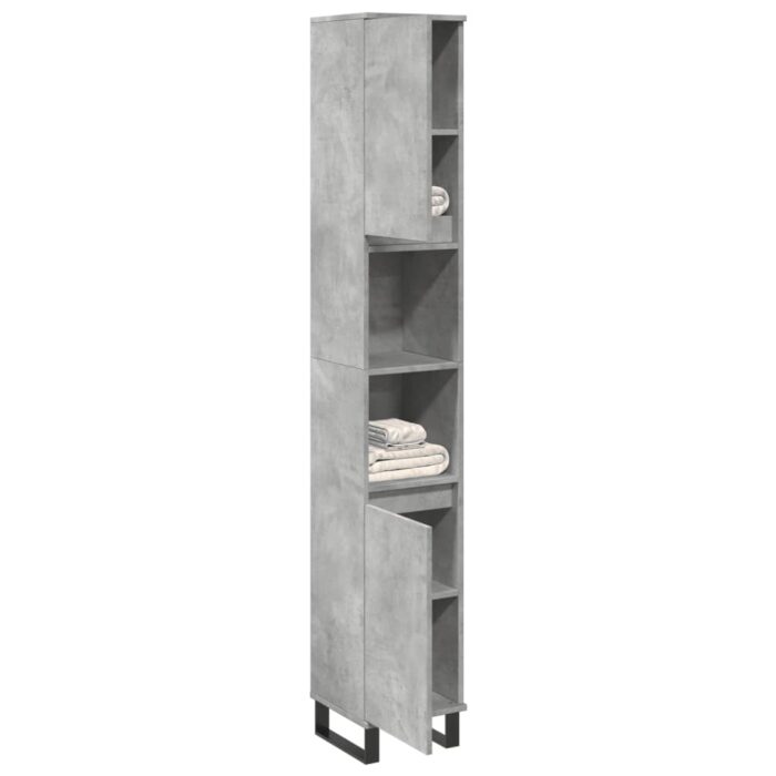 Armoire de salle de bain gris béton 30x30x190 cm – Image 1