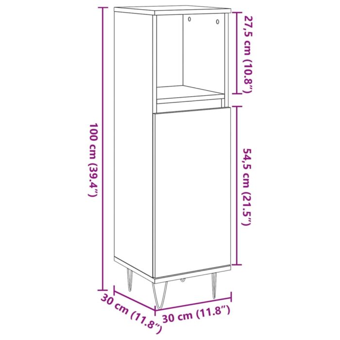 Armoire de salle de bain gris béton 30x30x100 cm – Image 8