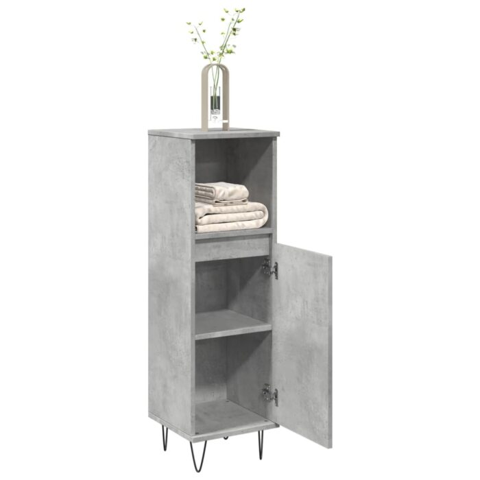 Armoire de salle de bain gris béton 30x30x100 cm – Image 1