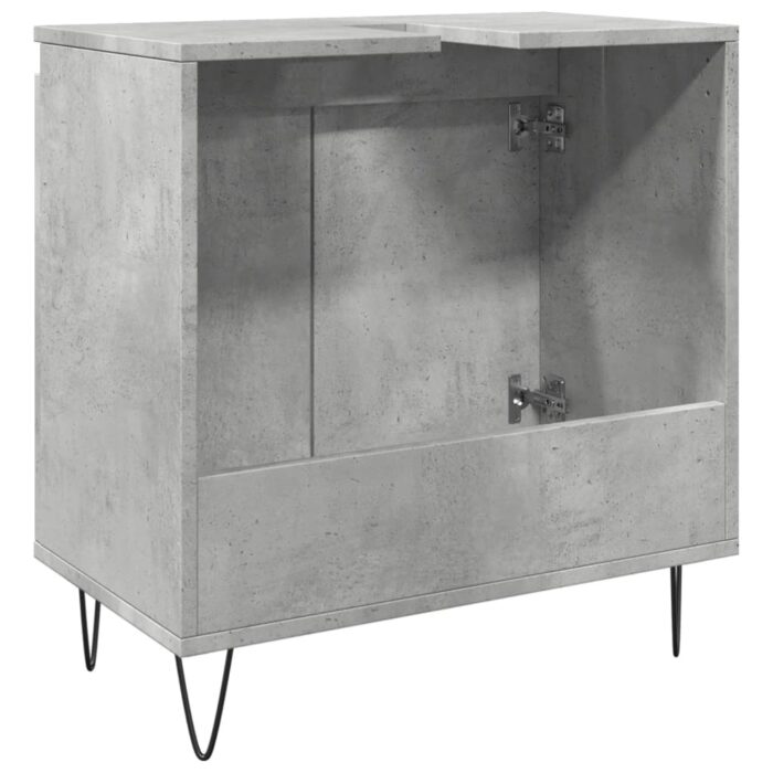 Armoire de bain gris béton 58x33x60 cm bois d'ingénierie – Image 4