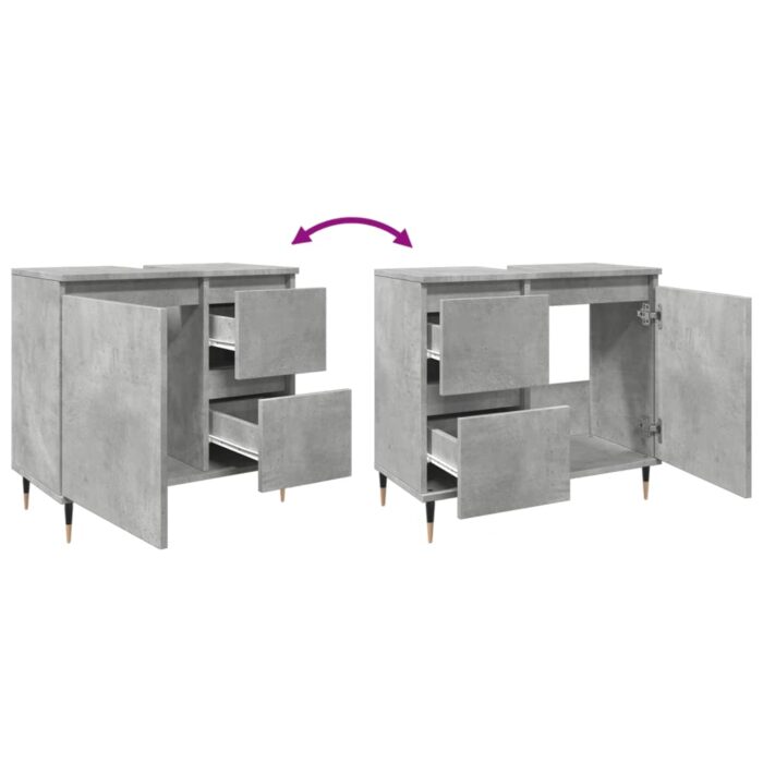 Armoire de salle de bain gris béton 65x33x60 cm – Image 6