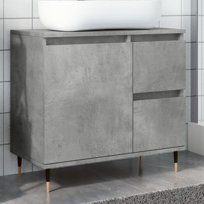 Armoire de salle de bain gris béton 65x33x60 cm – Image 1