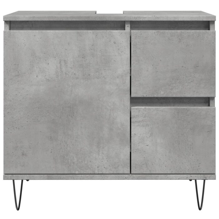 Armoire de lavabo de salle de bain gris béton 65x33x60 cm – Image 2