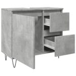 Armoire de lavabo de salle de bain gris béton 65x33x60 cm – Image 3