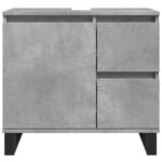 Armoire de lavabo de salle de bain gris béton 65x33x60 cm – Image 2