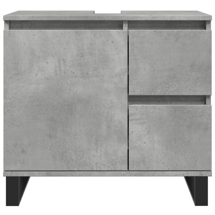 Armoire de lavabo de salle de bain gris béton 65x33x60 cm – Image 2