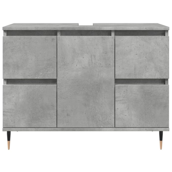 Armoire salle de bain gris béton 80x33x60cm bois d'ingénierie – Image 2