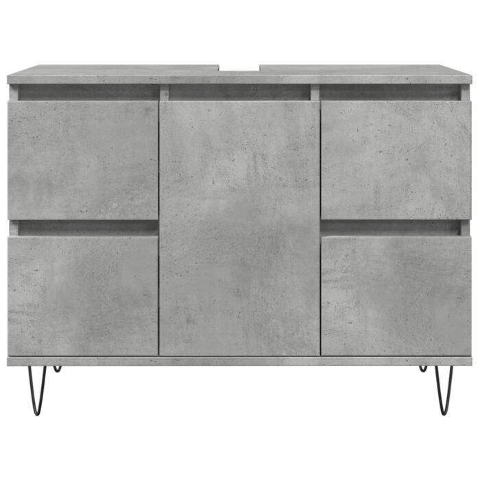 Armoire salle de bain gris béton 80x33x60cm bois d'ingénierie – Image 2