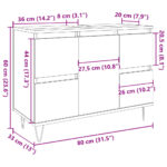 Armoire salle de bain gris béton 80x33x60cm bois d'ingénierie – Image 9