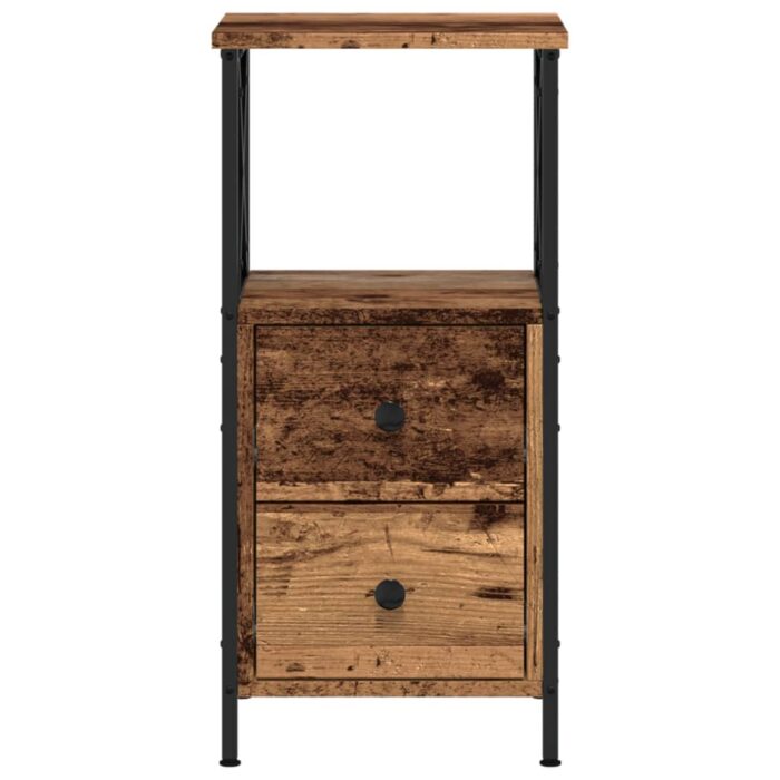 Table de chevet vieux bois 34x35,5x70 cm bois d'ingénierie – Image 2